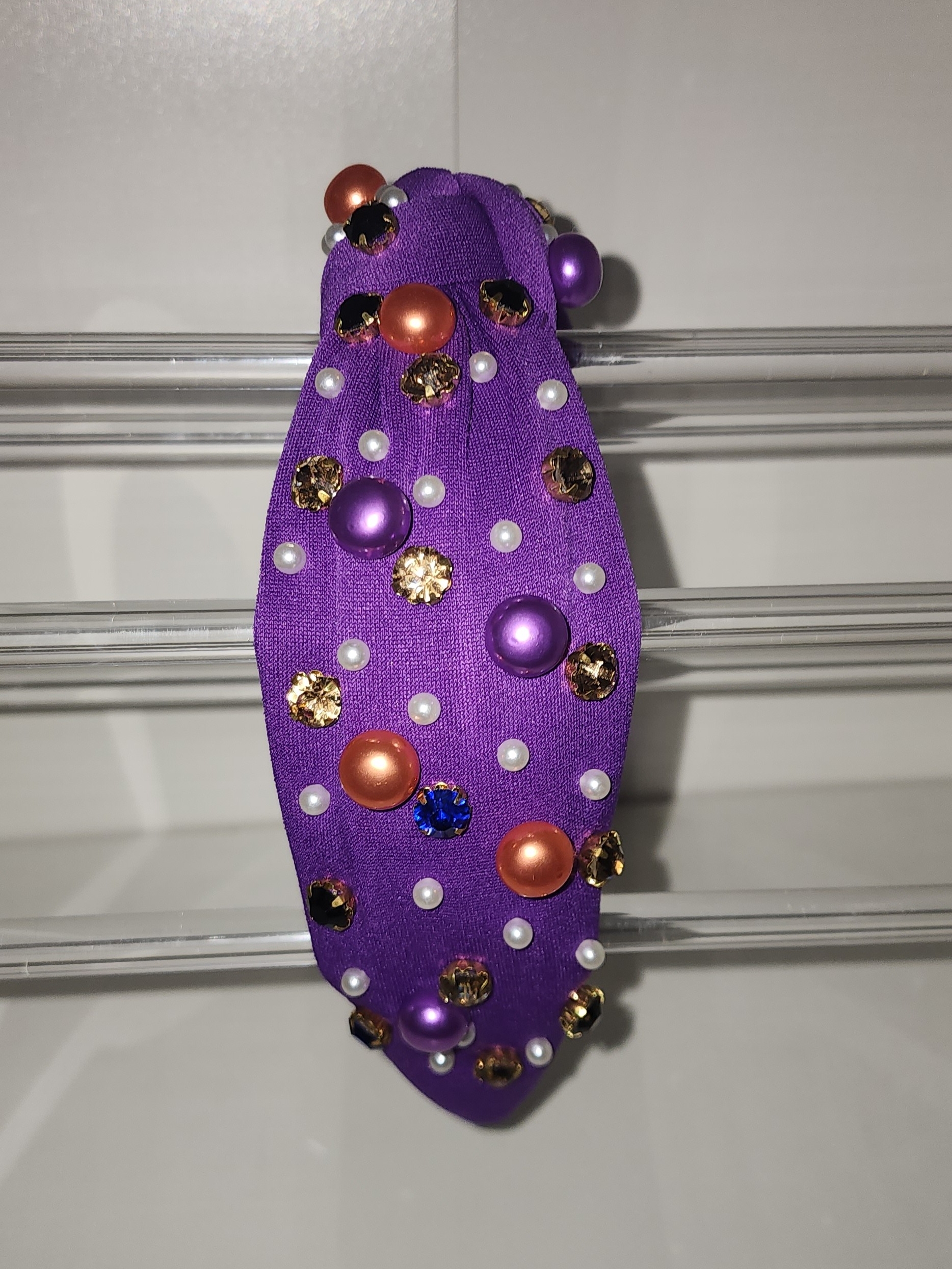 Purple Embellished Beaded Headband